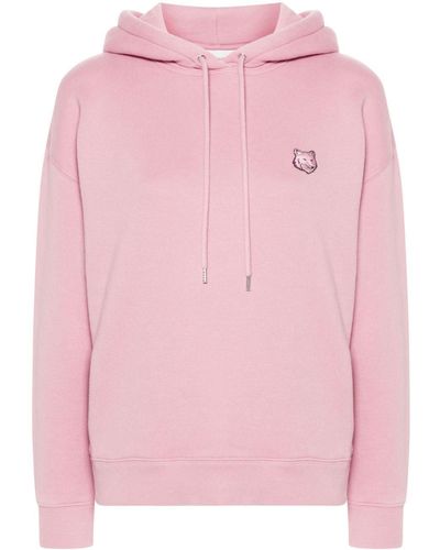 Maison Kitsuné Sudadera con capucha y motivo de zorro - Rosa