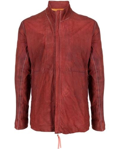 Boris Bidjan Saberi High-neck Leather Jacket - Red