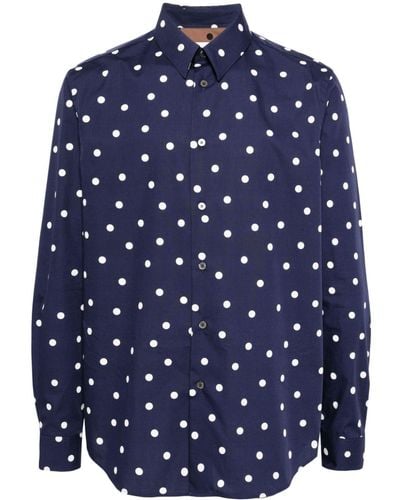 Paul Smith Katoenen Overhemd Met Stippen - Blauw