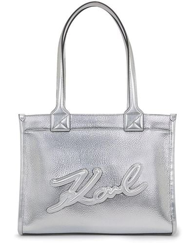 Karl Lagerfeld Bolso shopper Skuare con logo en relieve - Gris