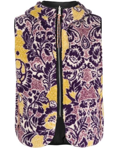 Aries Textured Floral-print Gilet - Purple