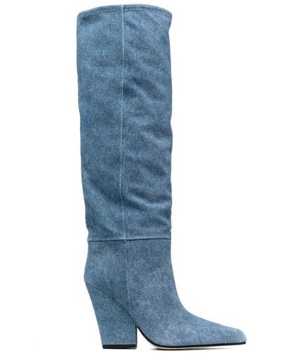 Paris Texas 120mm Leather Knee-length Boots - Blue