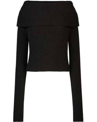 Nina Ricci Off-shoulder Folded Sweater - Black