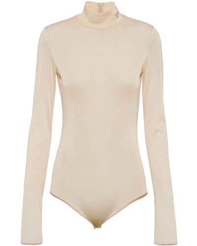 Prada Gazar Triangle-logo Bodysuit - White