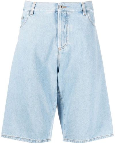 Marcelo Burlon Knielange Jeans-Shorts mit Stickerei - Blau