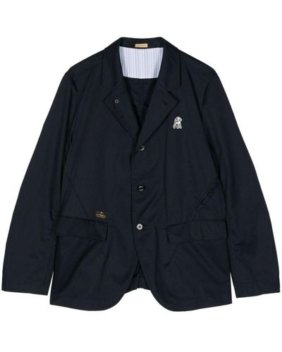 Undercover Sheep-appliqué Cotton-blend Blazer - Blue