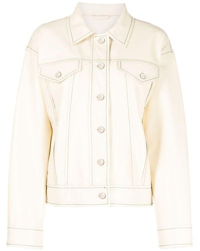 Stand Studio Jean Oversized Leather Jacket - White