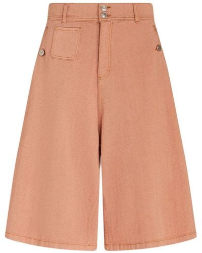 Etro Wide-leg Denim Shorts - Orange