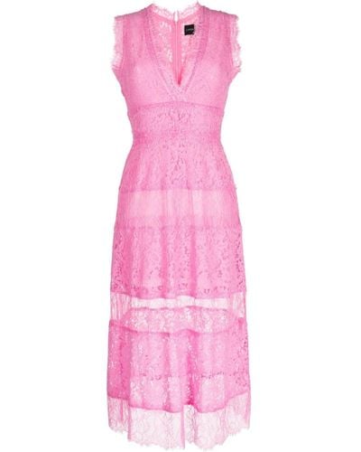 Cynthia Rowley Paneled Lace Midi Dress - Pink