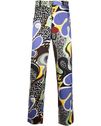 Moschino Graphic-print Tailored Trousers - Blue