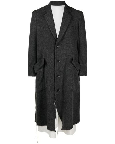 Sulvam Piping Wool-blend Coat - Black