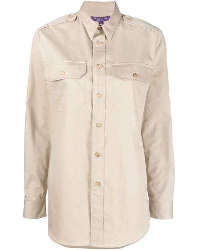 Ralph Lauren Collection Camisa Ry con bolsillos de solapa y manga larga - Neutro