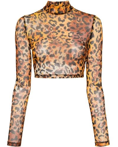 Just Cavalli Cropped-Oberteil mit Leoparden-Print - Orange