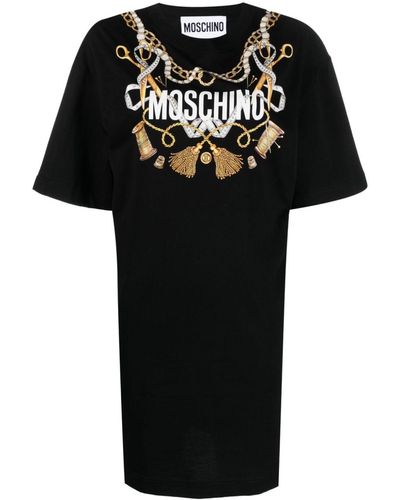 Moschino Sewing-print T-shirt Dress - Black