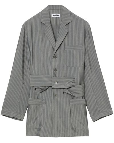 Magliano Striped Belted-waist Shirt - Grey
