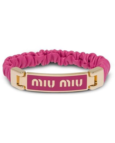 Miu Miu Armband Met Logoplakkaat - Roze