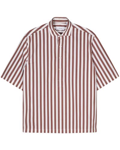Lardini Gestreept Overhemd - Rood
