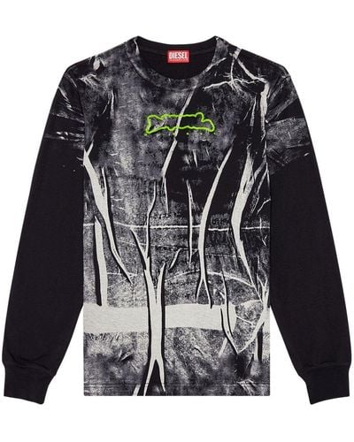 DIESEL T-just-ls-n Abstract-print Sweatshirt - Black