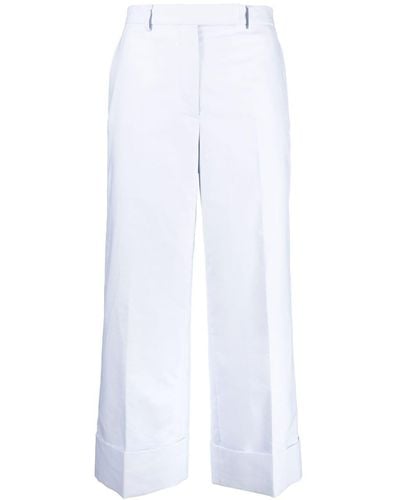 Thom Browne Sack Tailored Cotton Cropped Trousers - White