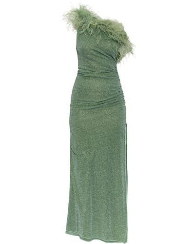 Oséree Feather-trimmed Gown - Green