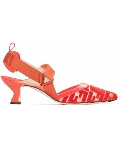 Fendi Zapatos de tacón Colibri de 70mm con tira trasera - Naranja