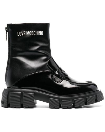 Love Moschino Logo-print Ankle Boots - Black