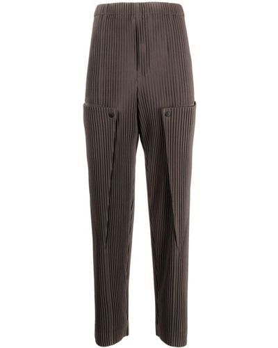 Homme Plissé Issey Miyake High-waisted elasticated pants - Grigio