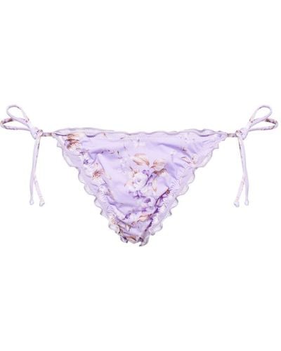 Mc2 Saint Barth Floral-print Bikini Bottoms - Purple