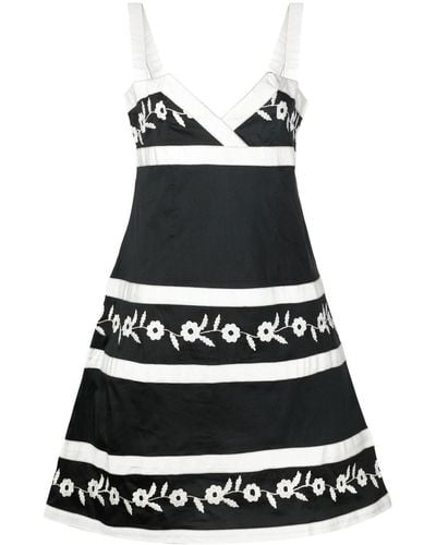 BATSHEVA Mini-jurk Met Geborduurde Bloemen - Zwart