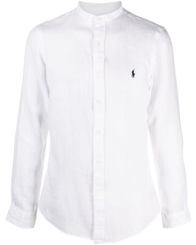 Ralph Lauren Polo Pony Hemd ohne Kragen - Weiß