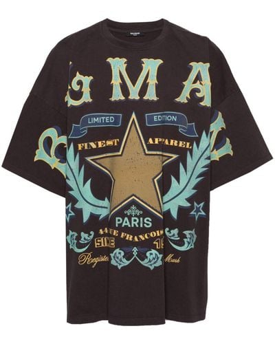 Balmain T-Shirt mit Print im Western-Style - Schwarz