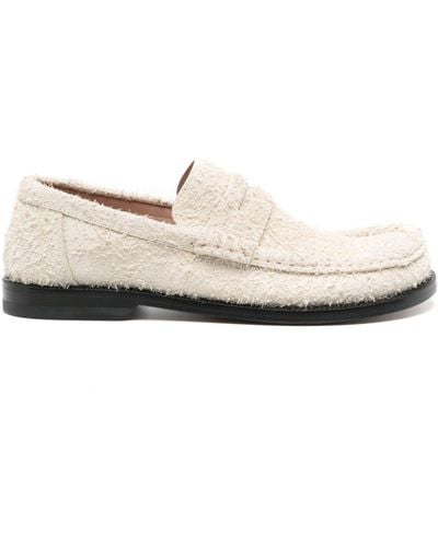 Loewe Campo Brushed Suede Loafers - White
