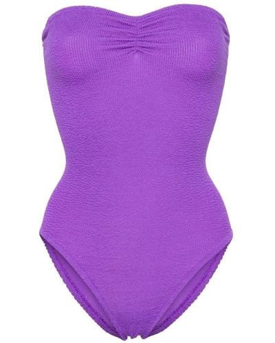Mc2 Saint Barth Strapless Crinkled Swimsuit - Purple