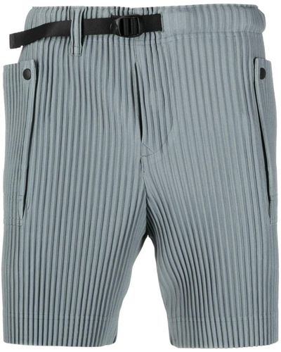 Homme Plissé Issey Miyake Pantalones cortos Flip con cinturón - Azul
