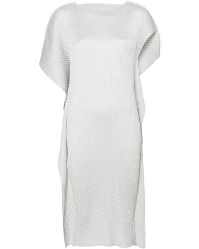 Issey Miyake Sleek Pleated Midi Dress - White