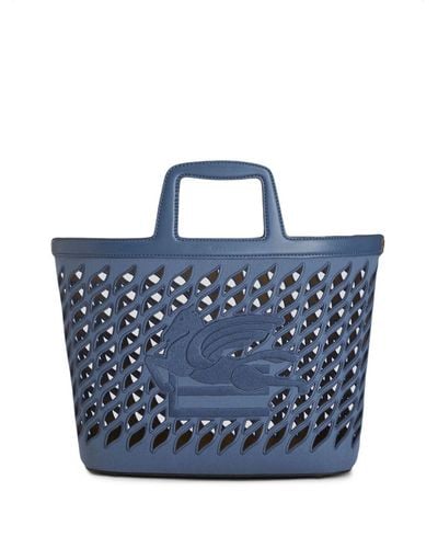 Etro Grand sac cabas Coffa en coton - Bleu