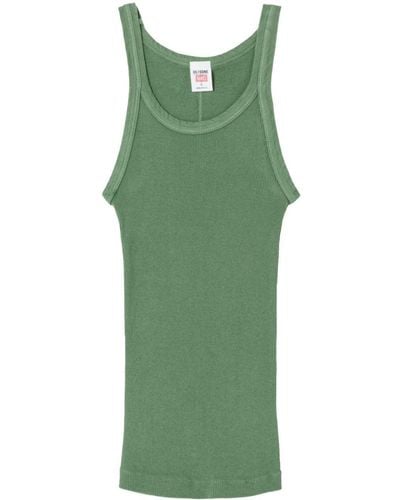 RE/DONE Ribbed Cotton Scoop Neck Tank Top - Green