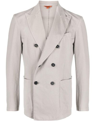 Barena Double-breasted Cotton-blend Blazer - Gray
