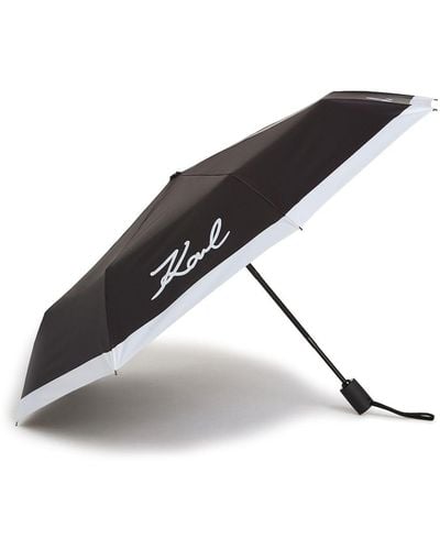 Karl Lagerfeld Signature Logo-print Umbrella - Black