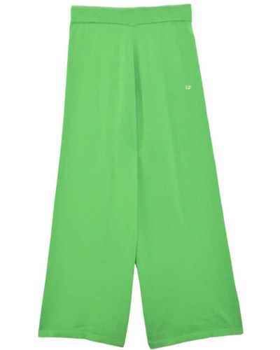 Chinti & Parker Cropped Wide-leg Track Pants - Green