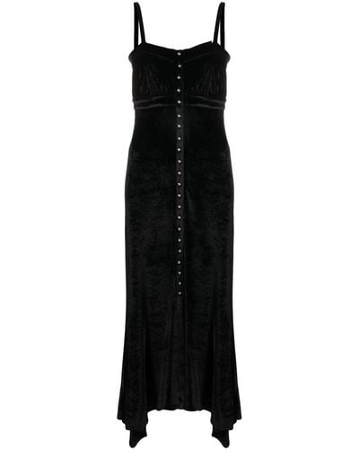 Rabanne Vestido midi asimétrico con botones - Negro