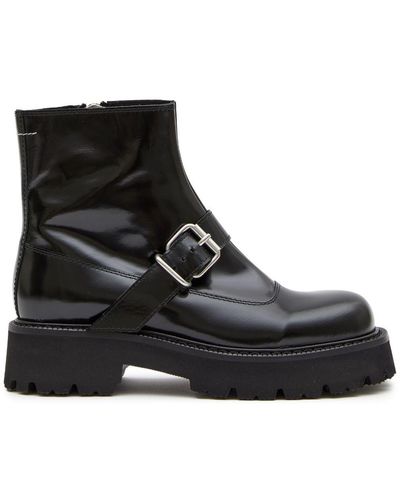 MM6 by Maison Martin Margiela Botines de piel con hebilla - Negro