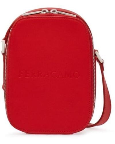Ferragamo Logo-debossed Leather Shoulder Bag - Red