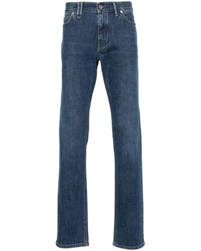 Brioni Jeans skinny con placca logo - Blu