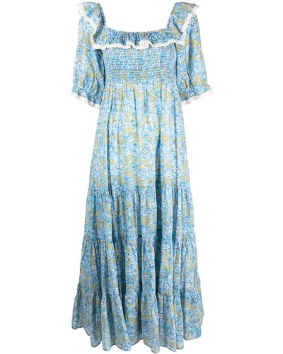 RIXO London Maxi-jurk Met Bloemenprint - Blauw
