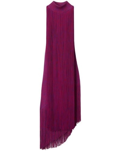 Burberry Asymmetric Fringed Midi Dress - Purple