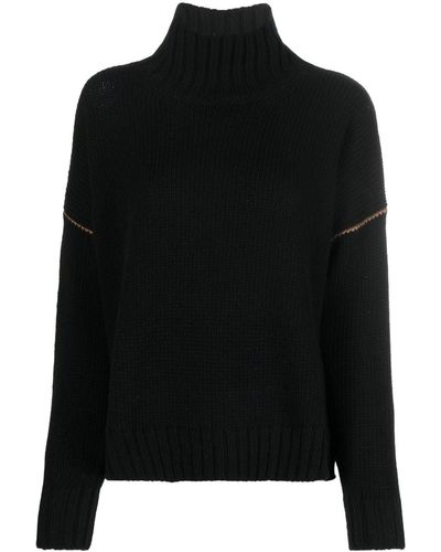 Woolrich Contrast-stitch Wool Sweater - Black