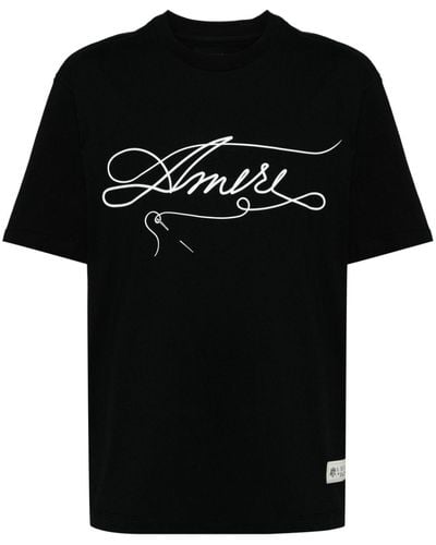 Amiri Stitch-print Cotton T-shirt - Black