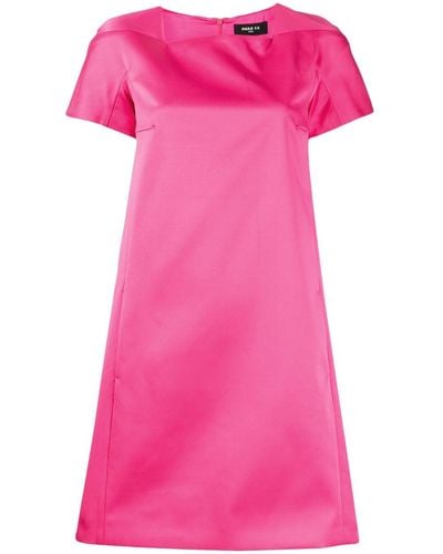 Paule Ka Satin-finish Square-neck Dress - Pink