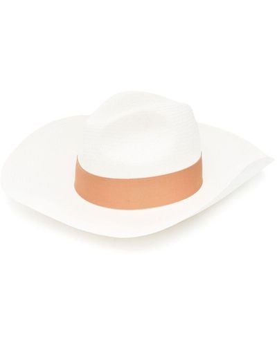 Borsalino Sombrero de verano Sophie con detalle de cinta - Blanco